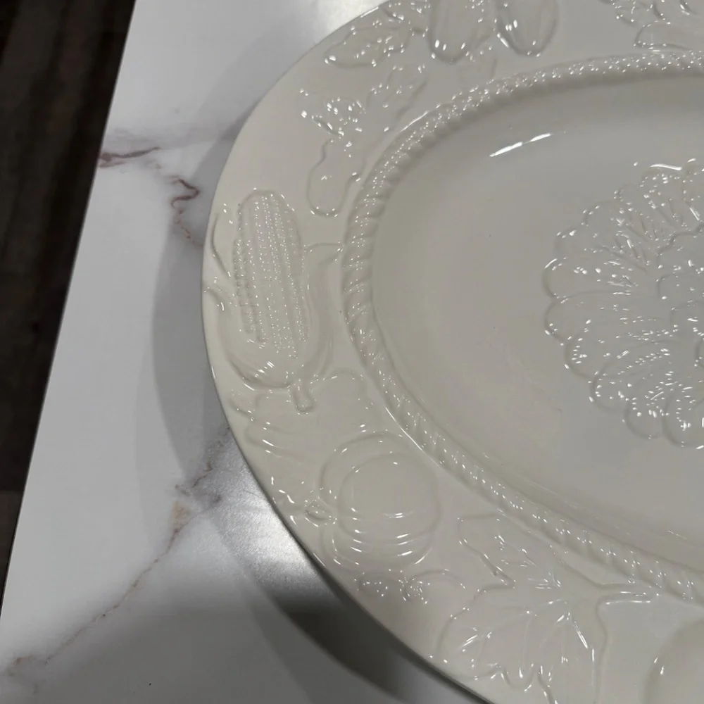 Vintage Harvest Ceramic Stoneware Turkey Platter